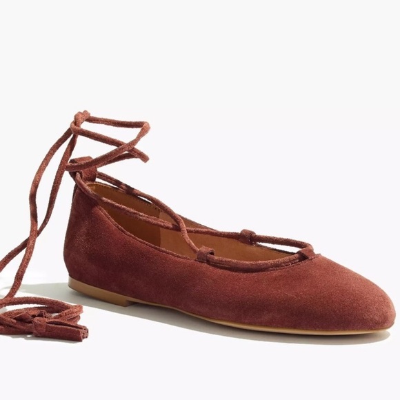 Madewell Shoes - Madewell Burgundy Inga Lace-Up Suede Flats Women’s Size 9.5